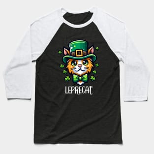 Leprecat For St Paddy's Day - Feline Funny St Patricks Day Baseball T-Shirt